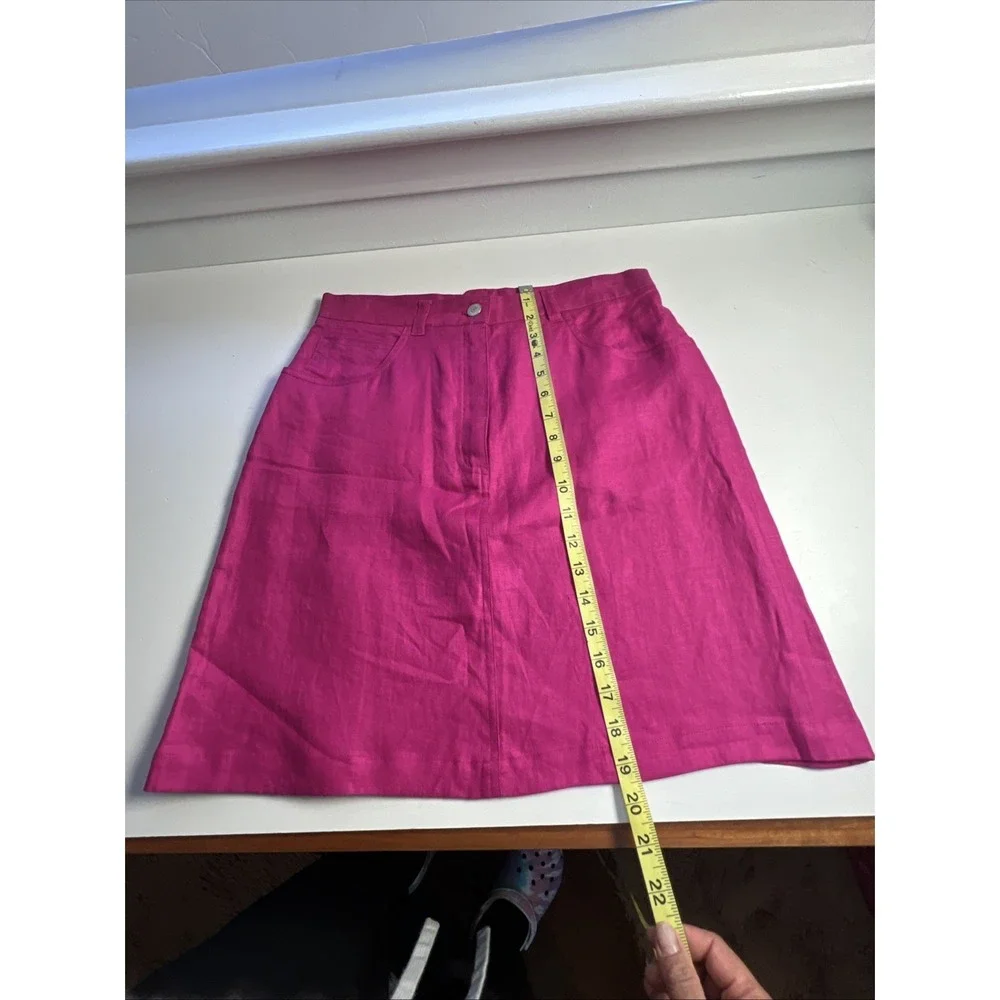 lauren ralph lauren High Waist‎ hot Pink  Skirt Size 10 Linen 100% Boho Vacation